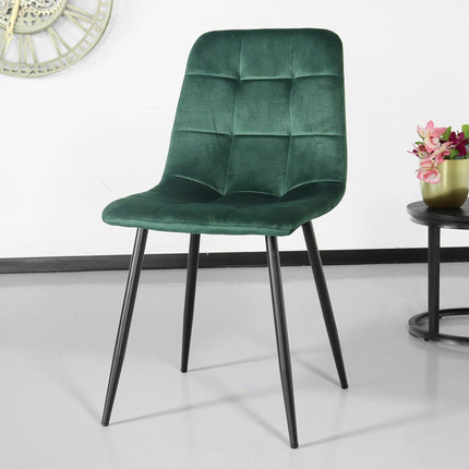 SET DEAL 6 stuks: Eetkamerstoel donkergroen velvet Catoo