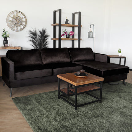 Hoekbank design Lizza 269cm bank zwart velvet loungebank zowel links als rechts bankstel