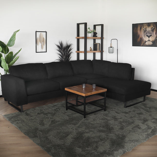 Hoekbank design Puckerto 290cm bank teddy zwart hoek loungebank rechts bankstel