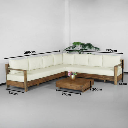 Loungeset Lahon met loungetafel acaciahout hoekloungeset loungebank