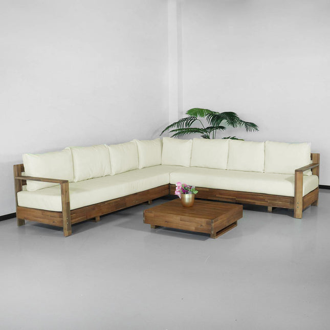 Loungeset Lahon met loungetafel acaciahout hoekloungeset loungebank