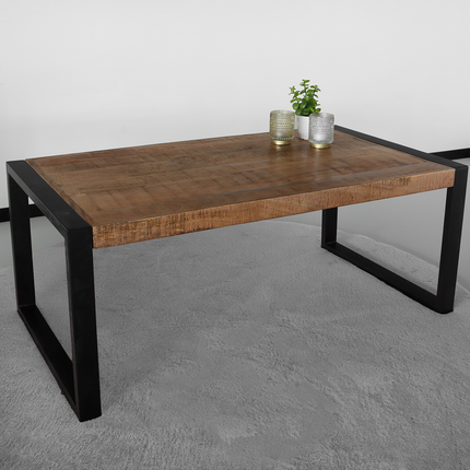 Salontafel industrieel mangohout Danique 110cm side table duurzaam massief hout mango bijzettafel