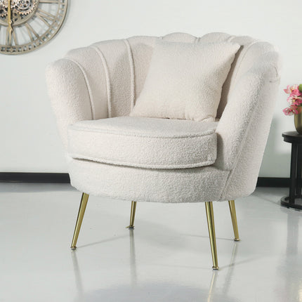 Fauteuil zitbank 1 persoons stoel Belle teddy wit