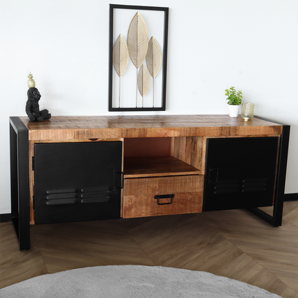 TV meubel industrieel mangohout Nova 150cm tv kast duurzaam mango massief hout tv-meubel