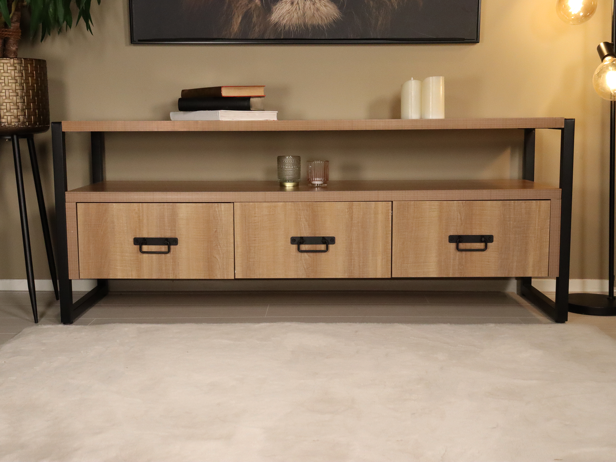 vidaXL Industriële Tv-kast - Gerookt eiken - 100x35x45 cm - Kast vidaXL Industriële Tv-kast - Gerookt eiken - 100x35x45 cm - Kast