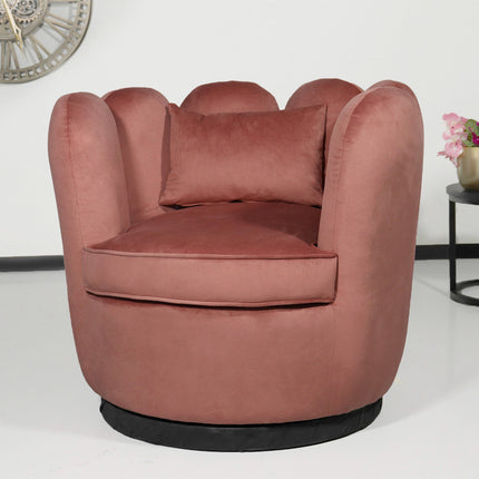 Fauteuil Daphne velvet oud roze draaibare fauteuil