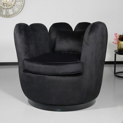 Fauteuil Daphne velvet zwart draaibare fauteuil