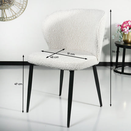 Eetkamerstoel wit boucle Coco