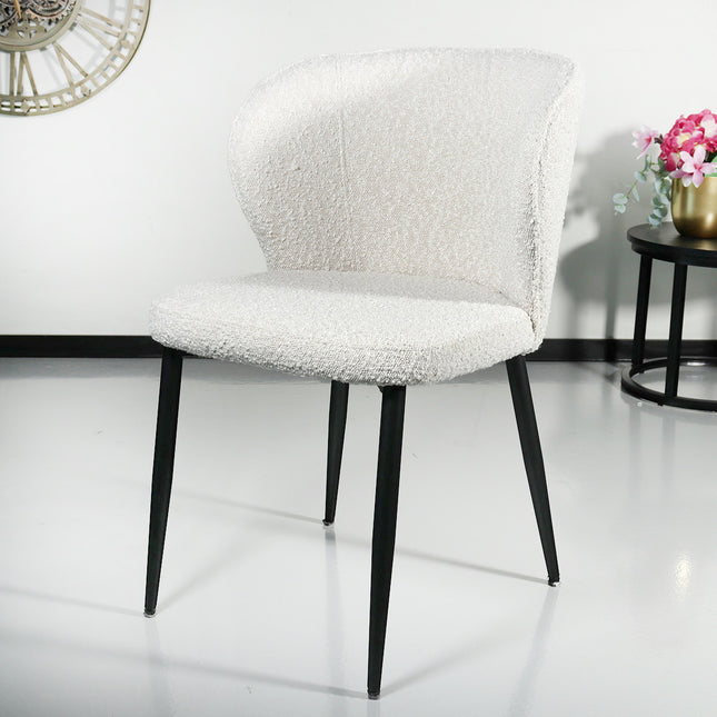 Eetkamerstoel wit boucle Coco