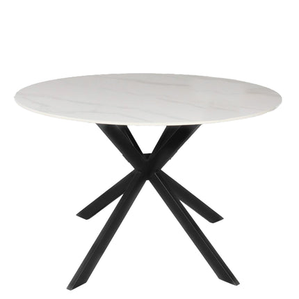 Eettafel marmerlook Jenna rond 120cm wit steen