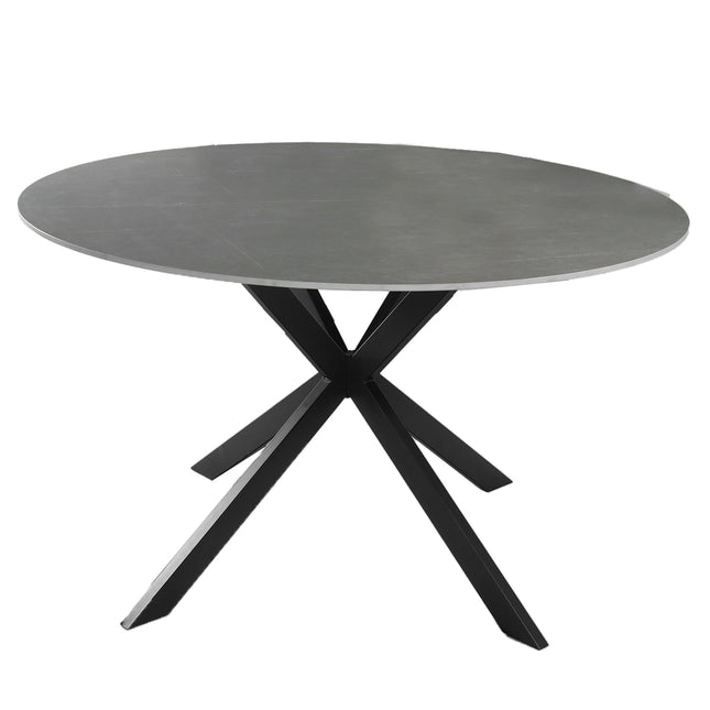 Eettafel marmerlook Jenna rond 130cm grijs steen