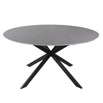 Eettafel marmerlook Jenna rond 150cm grijs steen