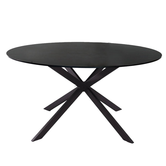 Eettafel marmerlook Jenna rond 150cm zwart steen
