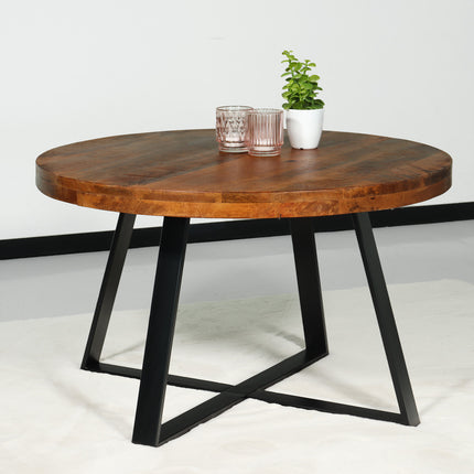 Salontafel rond bruin mangohout 75cm Teun