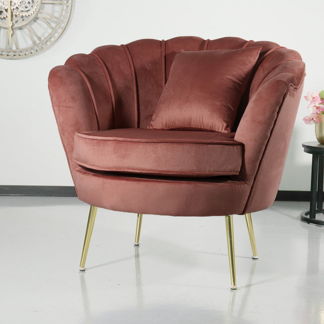 Fauteuil zitbank 1 persoons stoel Belle oud roze bankje