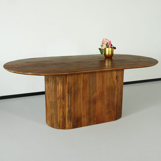 Eettafel deens ovaal mangohout Fender 200x110cm bruin design tafel duurzaam mango eetkamertafel