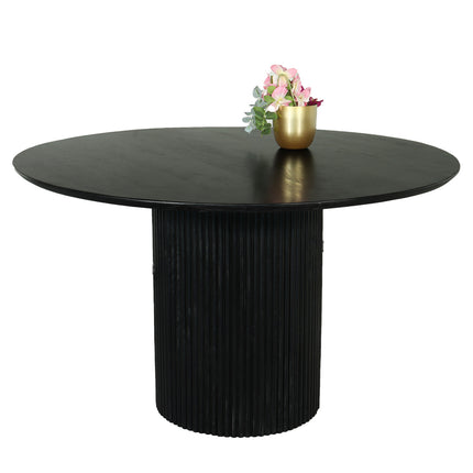 Eettafel Japandi Rover rond 130cm zwart mangohout