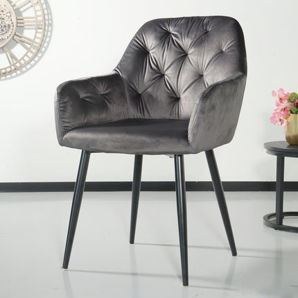 SET DEAL 4 stuks: Eetkamerstoel antraciet velvet Paco