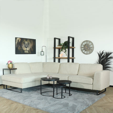 Hoekbank design Puckerto 290cm bank beige velvet hoek loungebank links bankstel