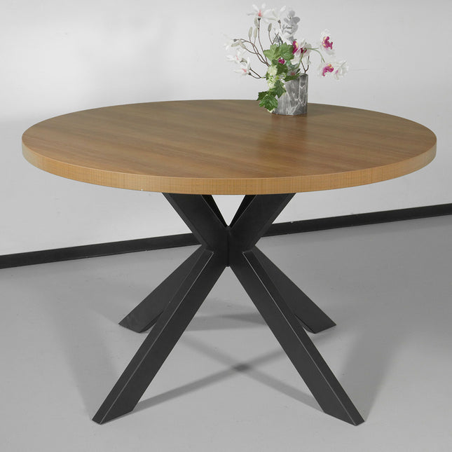 Eettafel rond melamine 120cm Sanne lichtbruin ronde tafel