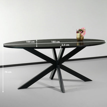 Eettafel Rato ovaal 180cm zwart MDF