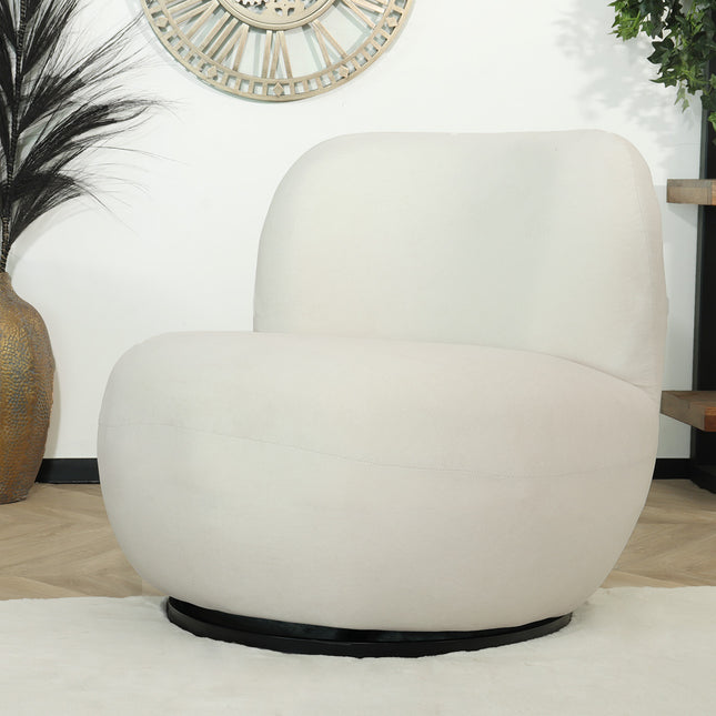 Draai fauteuil Lara velvet creme draaibare fauteuil