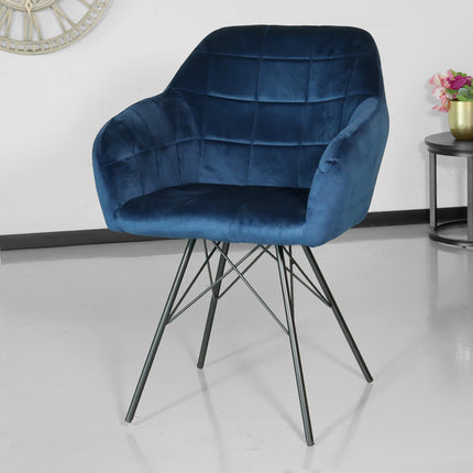 Eetkamerstoel blauw velvet Lola