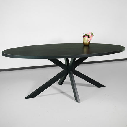 Eettafel ovaal melamine 210cm Tommy zwart ovale tafel