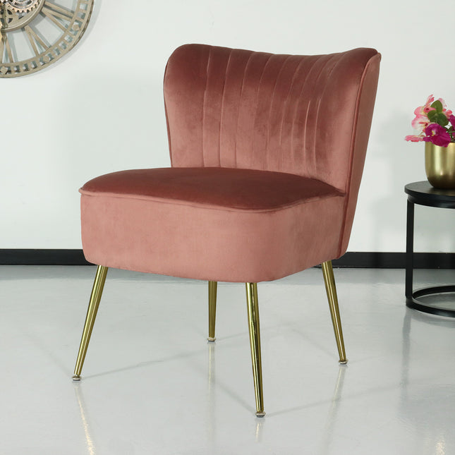 Fauteuil zitbank 1 persoons Rilaan velvet oud roze stoel