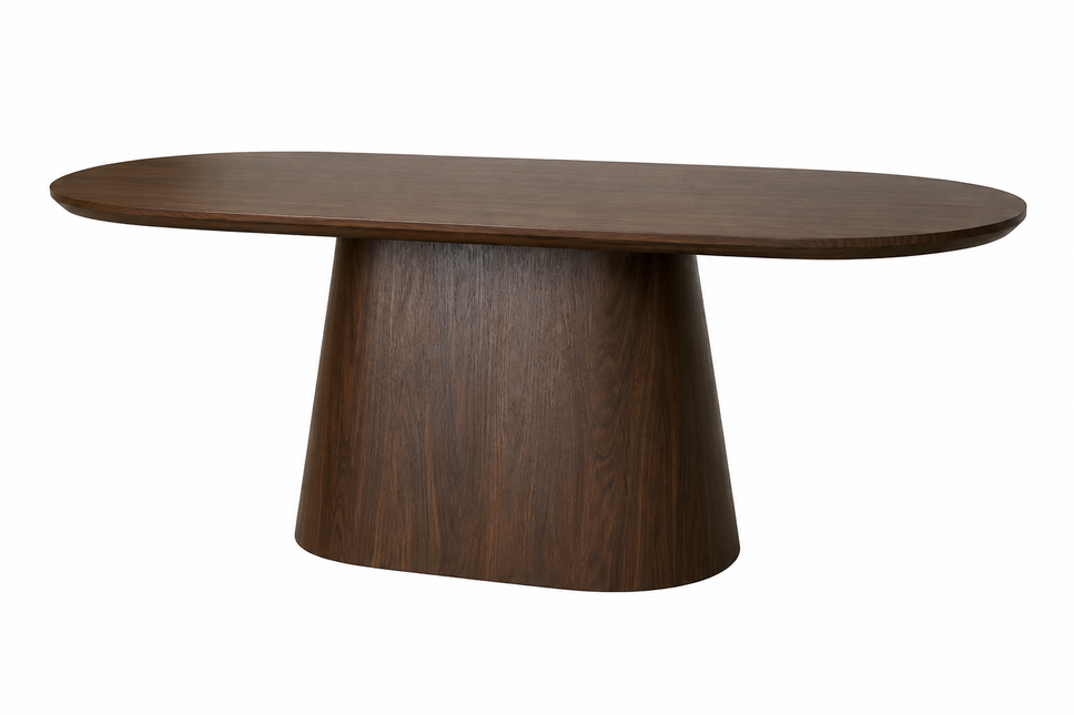 Eettafel Japandi ovaal Saga 160cm walnoot MDF