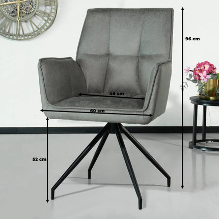 SET DEAL: 6 stuks Eetkamerstoel met armleuning Bowie antraciet microvezel eetstoel industrieel