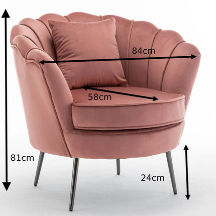 Fauteuil zitbank 1 persoons stoel Anna velvet oud roze bankje