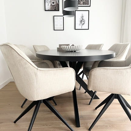 Eettafel Tommy ovaal 160cm zwart melamine