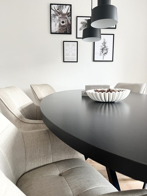 Eettafel Tommy ovaal 210cm zwart melamine