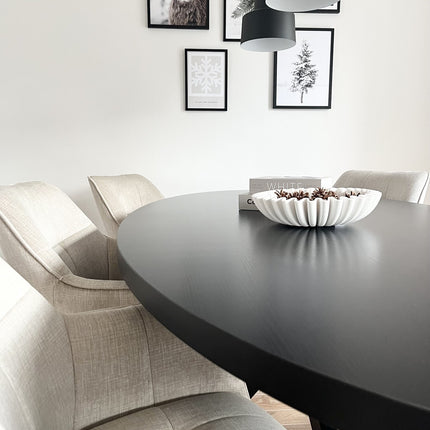 Eettafel Tommy ovaal 180cm zwart melamine