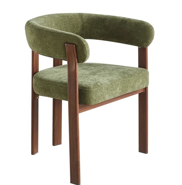 SET DEAL 4 stuks: Eetkamerstoel Japandi groen Tammy walnoot