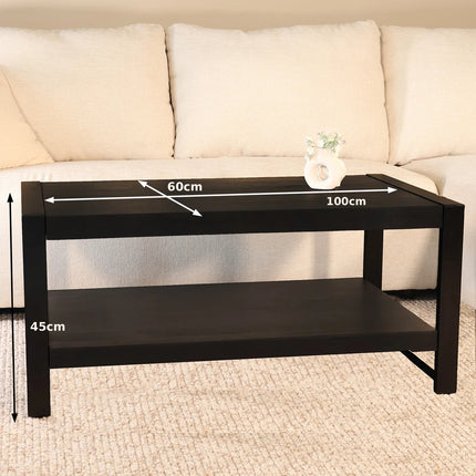 Salontafel rechthoekig zwart mangohout 100cm Lotus