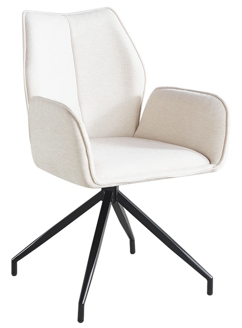 SET DEAL 4 stuks: Eetkamerstoel draaibaar beige chenille Halix