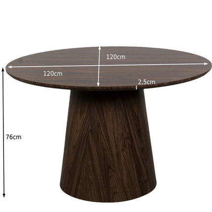 Eettafel Japandi Amber rond 120cm walnoot MDF
