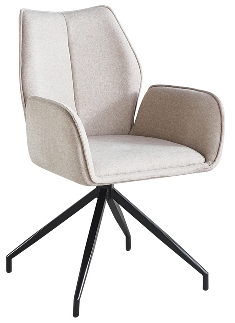 SET DEAL 6 stuks: Eetkamerstoel draaibaar taupe chenille Halix