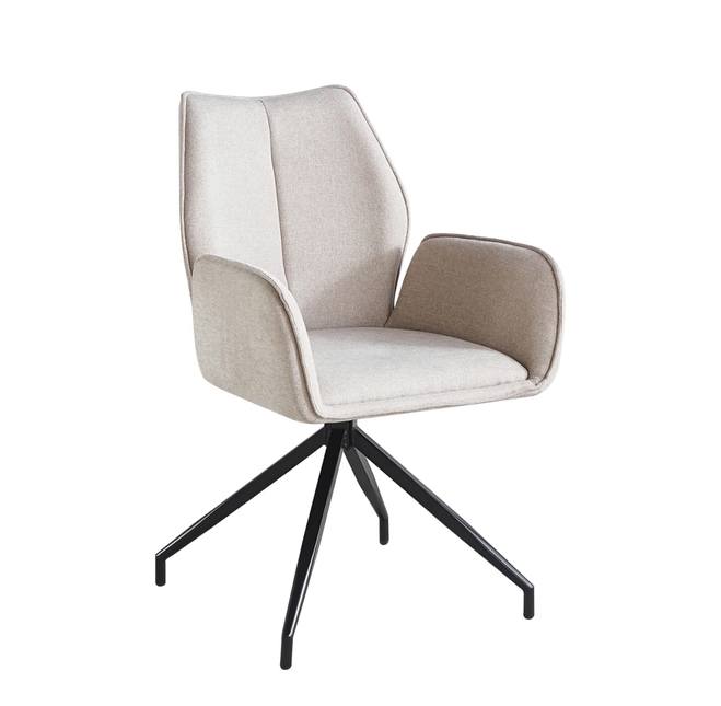 SET DEAL 6 stuks: Eetkamerstoel draaibaar taupe chenille Halix
