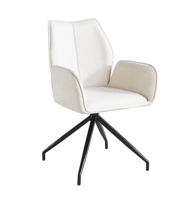 SET DEAL 6 stuks: Eetkamerstoel draaibaar beige chenille Halix