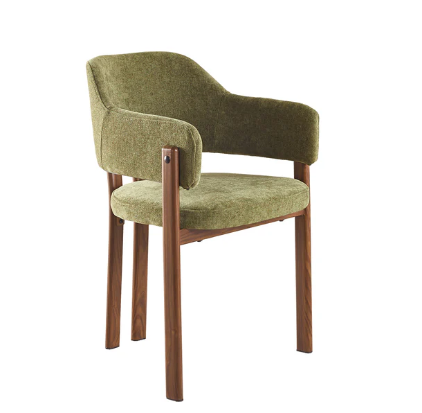 SET DEAL 6 stuks: Eetkamerstoel Japandi groen Bjorn walnoot