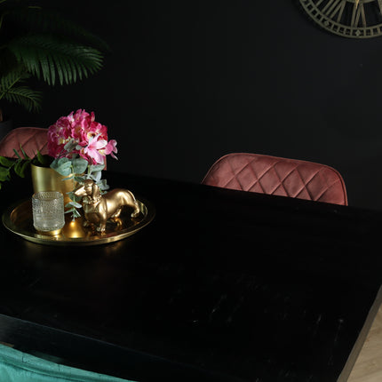 Tweedekans model: Eettafel langwerpig mangohout 160cm zwart John langwerpige tafel duurzaam mango eetkamertafel