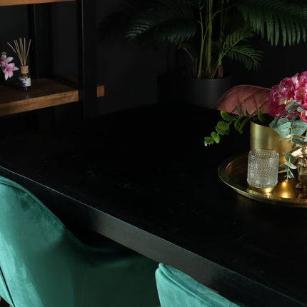 Tweedekans model: Eettafel langwerpig mangohout 160cm zwart John langwerpige tafel duurzaam mango eetkamertafel