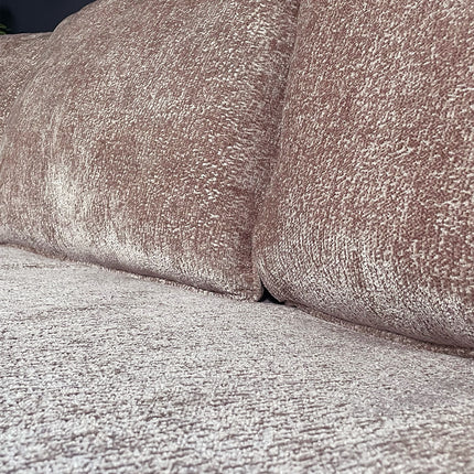 Hoekbank rond Lando 270cm bank met ronding taupe chenille bankstel links loungebank