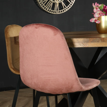 SET DEAL: 4 stuks Eetkamerstoel Simpy oud roze velvet eetstoel