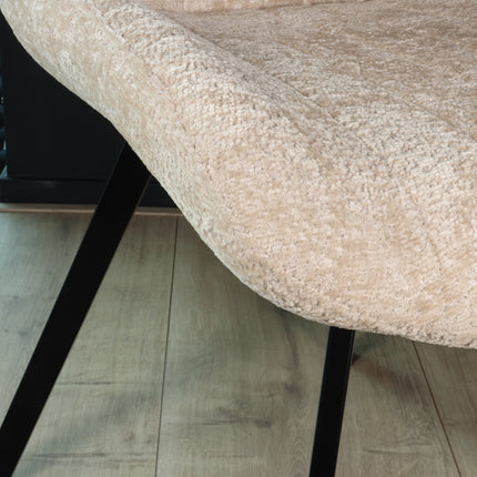 Eetkamerstoel Susta beige chenille eetstoel