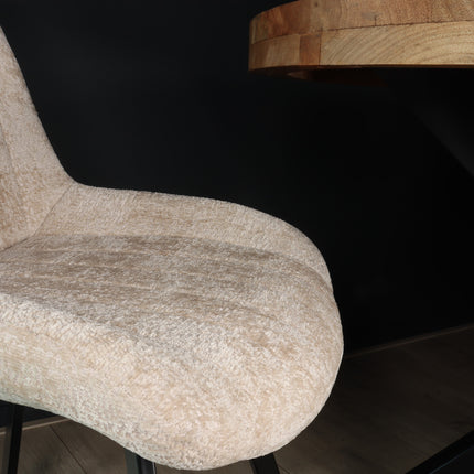 Eetkamerstoel Susta beige chenille eetstoel