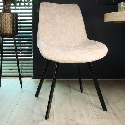 SET DEAL: 6 stuks Eetkamerstoel Susta beige chenille eetstoel